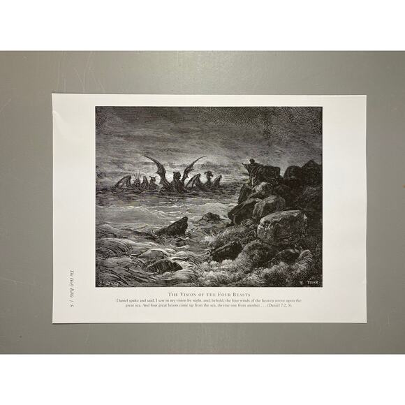 Dore, Four Beasts, Fear-Fortress, Illustration, Print, Bookplate ~ 240707-WH 292 - Picture 2 of 4